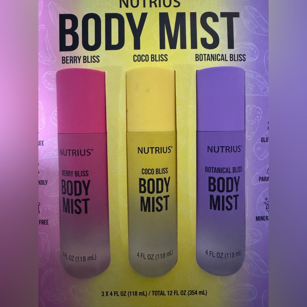 Nutrius Body Mist - pkg of 3: Berry, Coco & Botanical Bliss - Picture 2 of 11